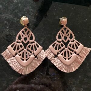Stella and Dot Alexandria chandelier earrings in blush pink